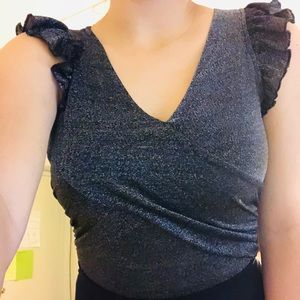 Silver Party Criss Cross Bodysuit